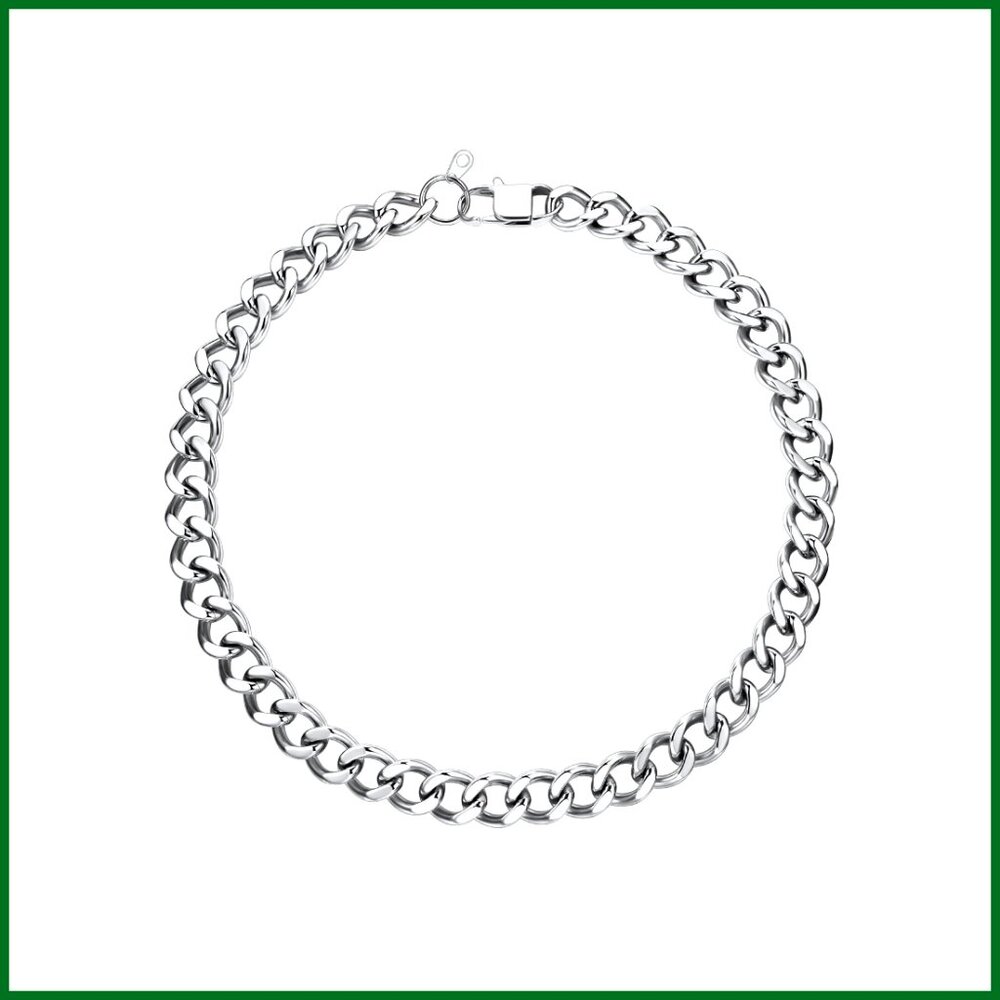 Stainless Steel Chunky Cuban Link Chain Necklace, Hip Hop Style